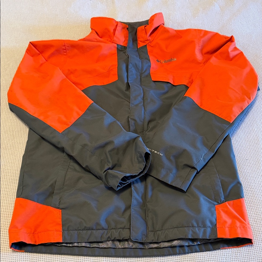 Columbia Orange and Gray Kids' Omnitech Outdoor Shell/Rain Jacket